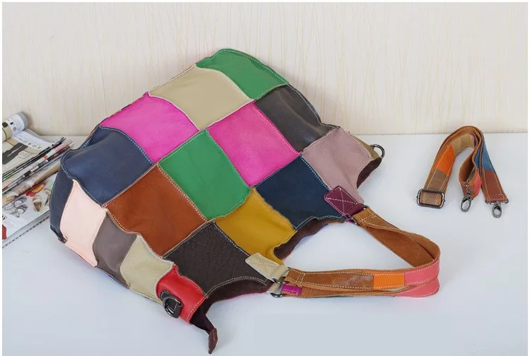 Лоскутное Сумки из кожи дизайнерские Сумки высокое качество Для женщин Дамы Tote Сумки на плечо сумка