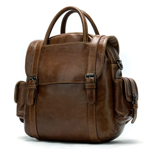 9546B4brown Мужской маленький рюкзак WESTAL, кожаная сумка для мужчин, школьная сумка, рюкзак для путешествий, ipad, деловая сумка для студентов, сумка через плечо 9546 - Цвет: 9546B4brown