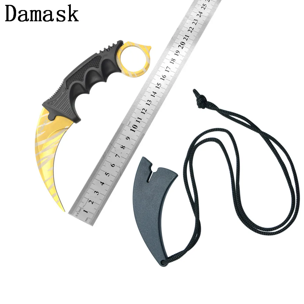 

Stainless Blade Gold Pattern CSGO Karambit Outdoor Knives Counter Strike Camping Knife Survival Camping Tools Hunting Partner