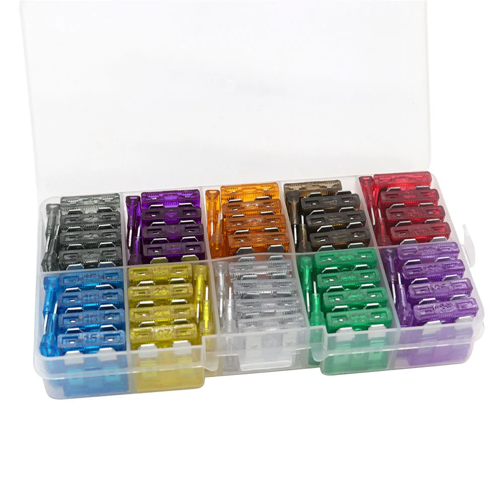 

100pcs Zn Alloy Assorted Car Medium Blade Fuse 2A 3A 5A 7.5A 10A 15A 20A 25A 30A 35A Automotive Accessaries