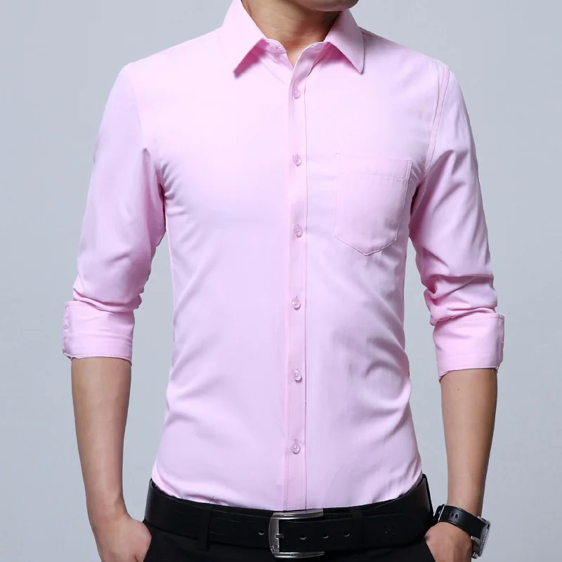 Мужская рубашка Весна деловые рубашки Slim Fit мужской длинный рукав кнопка 2018 модная повседневная рубашка Мужская s одежда блузка плюс размер