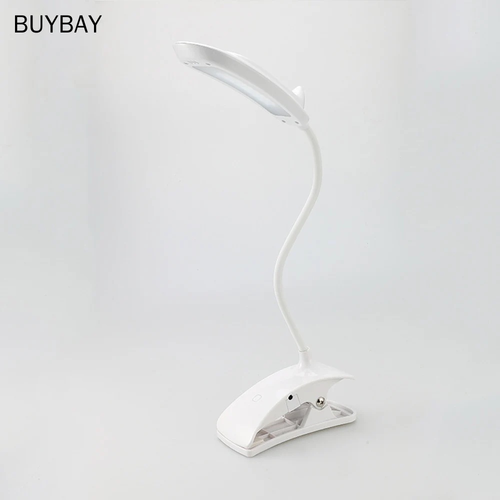 BUYBAY светодиодный настольный светильник 18 светодиодный s Настольный светильник с зажимом для настольной лампы Защита глаз гибкий, в виде гусиной шеи свет для изучения чтения-белый