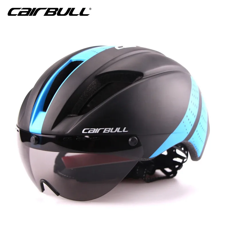 280g Aero ультра-светильник Goggle TT дорожный велосипедный шлем In-Mold гоночный велосипедный спортивный защитный шлем время-пробный велосипедный шлем - Цвет: black blue