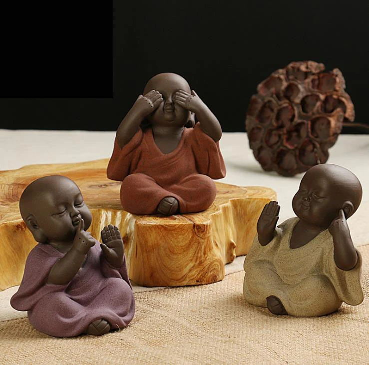 Paquet de 3 LISAQ Statue de Bouddha en céramique thé pour Animaux de Compagnie Moine de Sable Violet décoration de la Maison Moine Bouddhiste Miniatures Ornements Paquet de 3 LISAQ Statue de Bouddha en céramique thé pour Animaux de Compagnie Moine de Sable Violet décoration de la Maison Moine Bouddhiste Miniatures Ornements