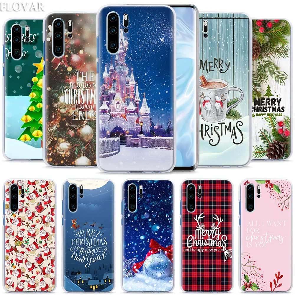 

happy New Year Christmas snowflake Phone Case coque for Huawei P30 Pro P10 P20 P30 Lite P8 P9 Lite P Smart Plus case