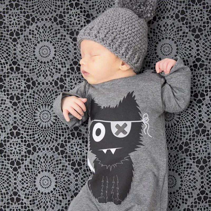 Newborn Baby Long Sleeve Cotton Romper Cloth Cartoon Cat Printing Infant Girls Boys Toddler Pajamas Clothing 2-3