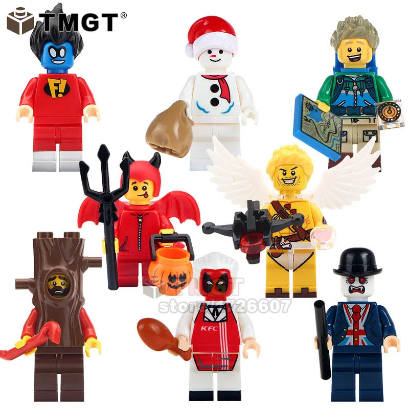 

TMGT 1set of Pumping Hiker Snowman Vampire Leicester Little Devil Cupid Building Blocks Set Model Kits Bricks Toy