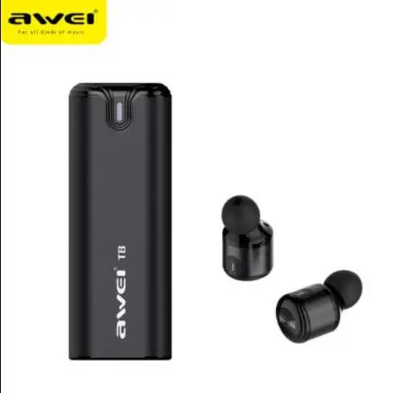 

AWEI T8 TWS Bluetooth Earphone Ture Wireless Earbuds with Power Bank Dual Microphone 3D Stereo In-Ear Earphones for Smart Phone