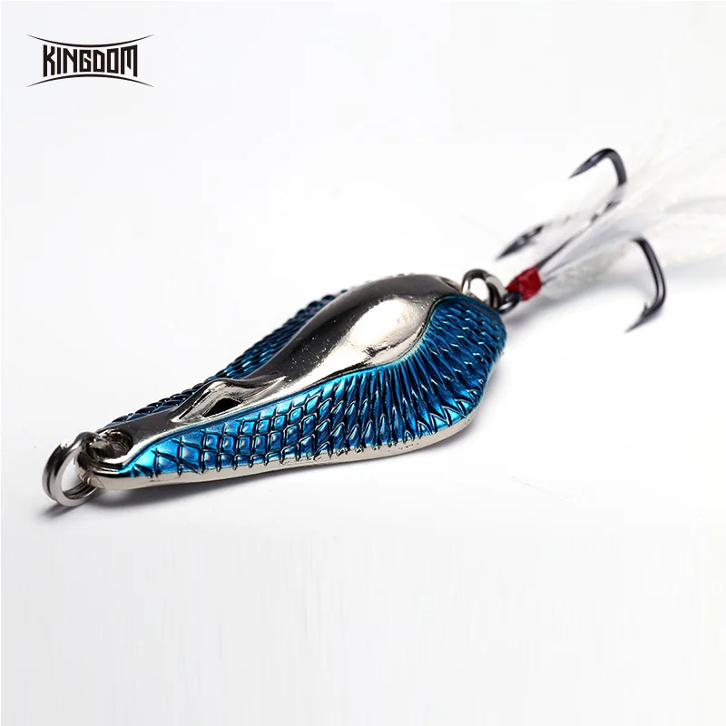 

Kingdom metal spinner spoon fishing lures 5g 7g 10.5g 14g sinking Scale Cicada hard baits with Feather Treble Hook Tackle 3404