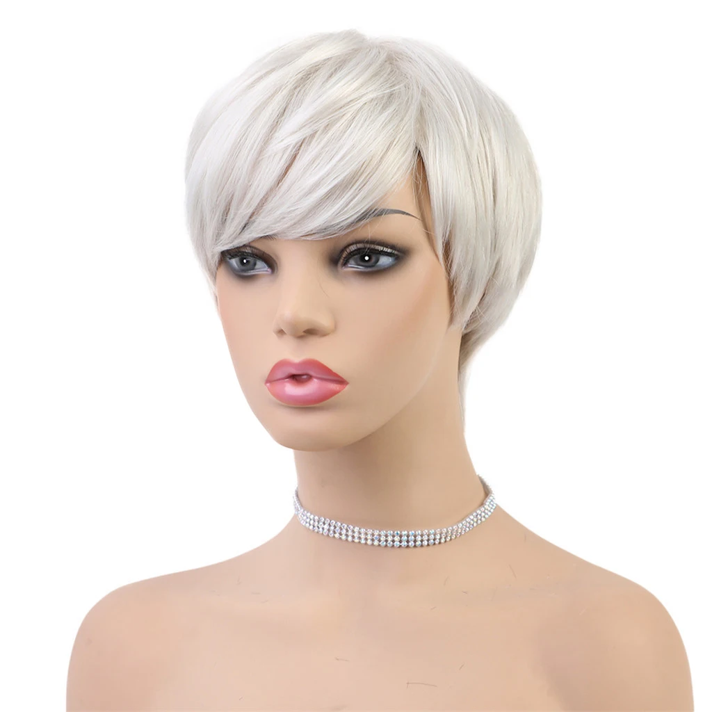 

Natural Glossy and Smooth Real Human Hair Wig For White Women White Hair Wigs for Cosplay Makeup
