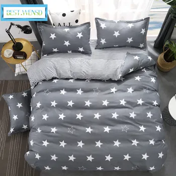 

BEST.WENSD Fashion housse de couette luxury bed cover sets Stars stripes Home textile Double bed comforter sets -jogo de cama