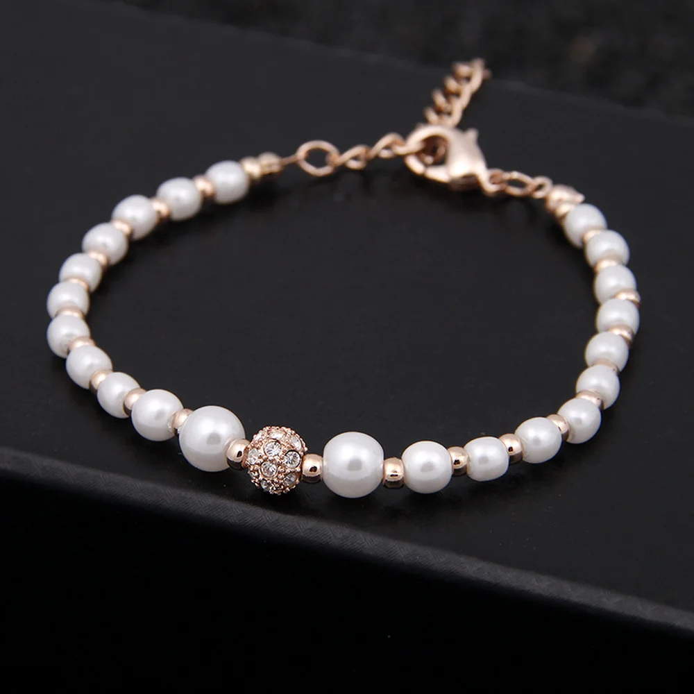 

Korean Version of High-grade Drop Pearl Bracelet Rose Gold Color Gold Bracelet Bracelet Jewelry