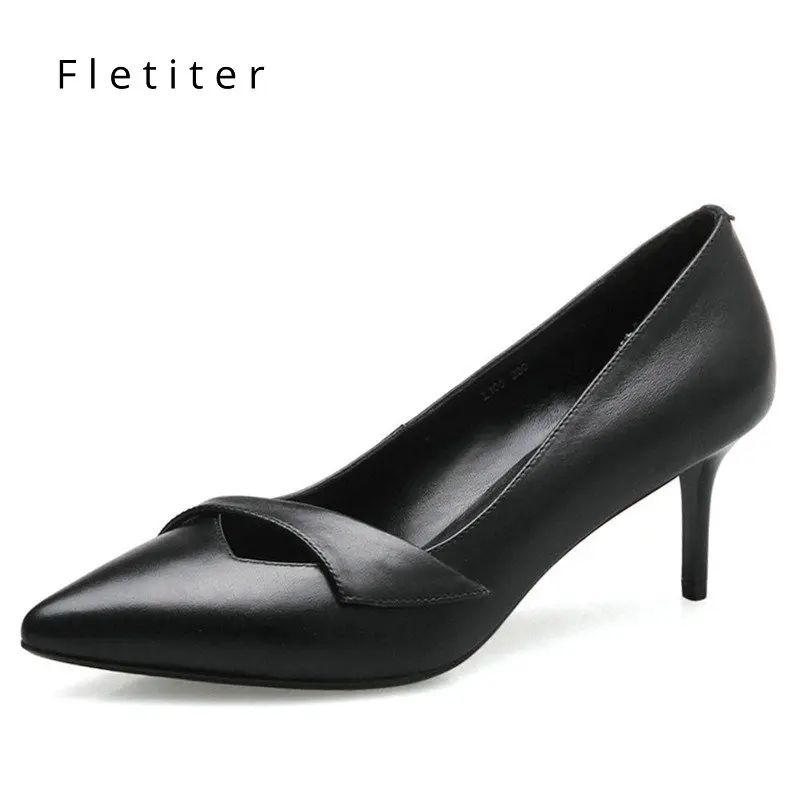 

Sexy High Heels Dress Pumps Genuine leather Shoes For Women Elegant Fashion Party Pointed Toe Wedding Thin Heels Shoes Fletiter
