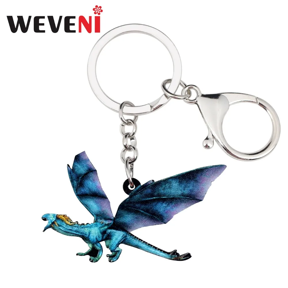 

WEVENI Acrylic Halloween Flying Dragon Key Chains Keychains Ring Unique Animal Jewelry For Women Girls Cheap Bag Car Charm Gift