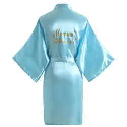 Письмо "фрейлина" Женский Атласный халат-кимоно платье одноцветное глубокий v-образным вырезом Свадебные халаты рукав «летучая мышь»