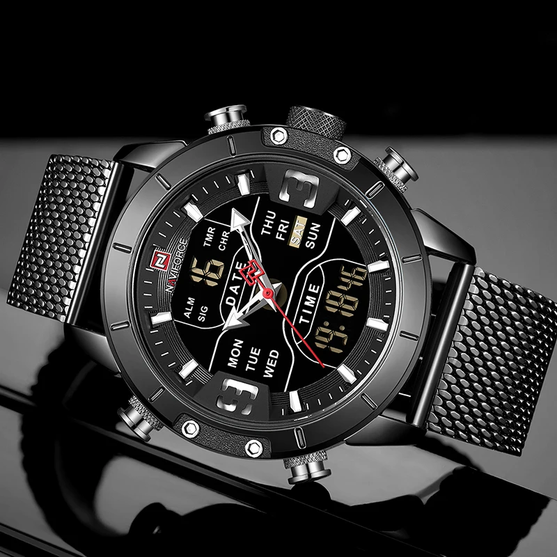 Мужские часы NAVIFORCE 9153 спортивные армейские водонепроницаемые с