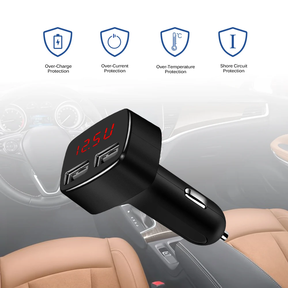Автомобильное зарядное устройство Powstro с двумя usb портами 5 В 3 1 А светодиодный