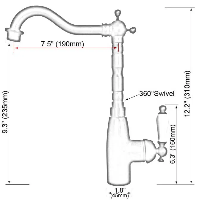 Swivel Spout Water Tap Antique Red Copper Single Handle Single Hole Kitchen Sink & Bathroom Faucet Basin Mixer Tap anf414