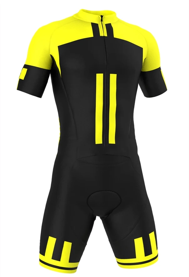 

2019 Black yellow Skinsuit Man's Jumpsuit Speed Trisuit Ropa Ciclismo Maillot Pro One Piece Triathlon Wear Cycling Jerseys
