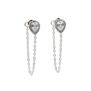 

shiny Crystal Water Drops dangle tassel chain Earrings Fashion Party Jewelry Dangle heart drops Earrings for women