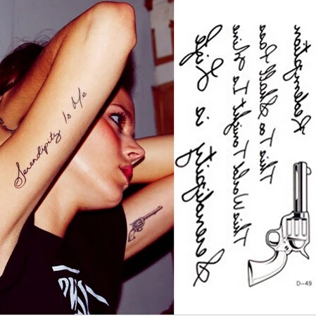 

Temporary Body Art Tattoo Waterproof Stickers Stencil Designs Pattern Letters Women Gun Supermodel Tattoo