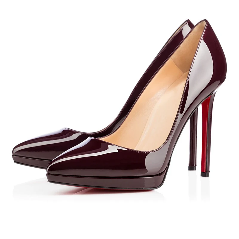 Free shipping hot sale elegant wine color patent leather