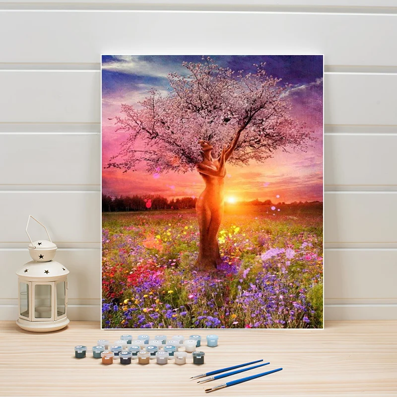

Paint Coloring By Numbers Landscape Flower Tree Acrylic DIY Pictures Paintings On Canvas For Living Room Wall Decor Arts Crafts