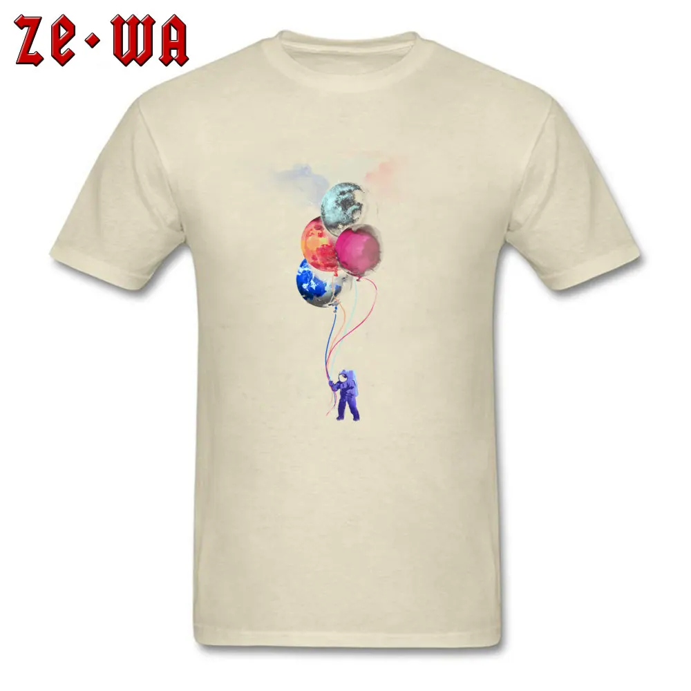 The Spacemans vivid trip Men's Special Casual T Shirt O-Neck Autumn 100% Cotton Top T-shirts Unique Short Sleeve Tee Shirts The Spacemans vivid trip beige