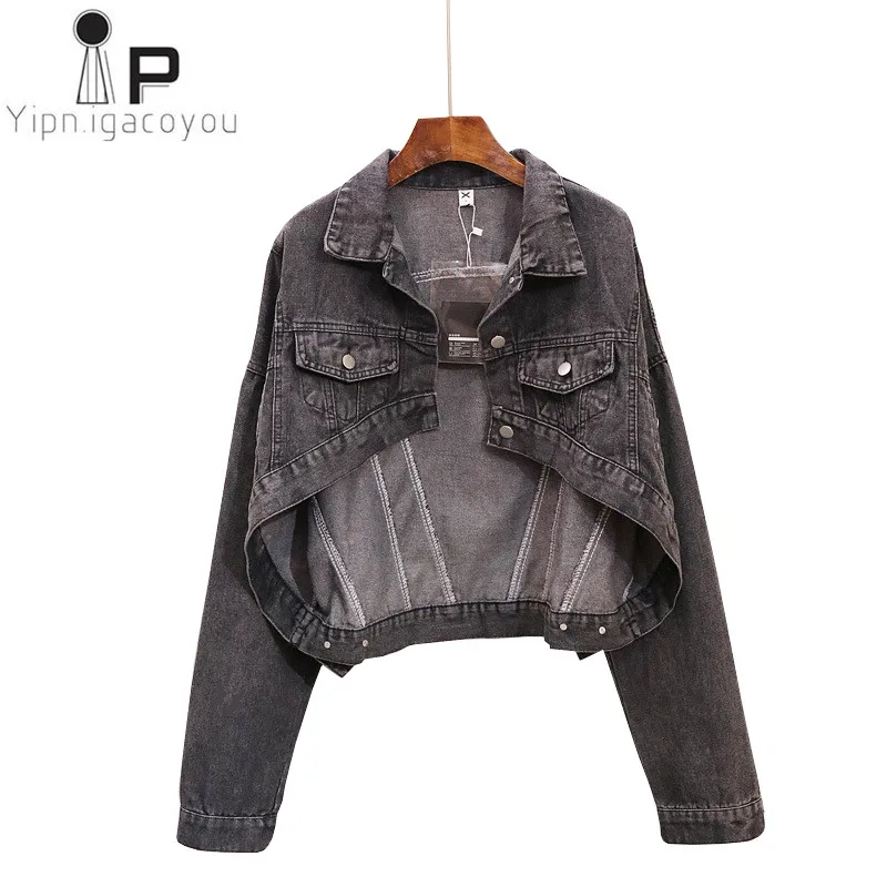 

Oversized Short Denim Jacket Women Washed Basic Coat 2019 Big size Autumn Student Fashion Jeans Jacket Women Harajuku Denim Coat