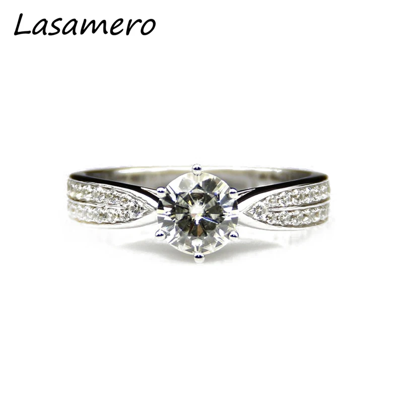 

LASAMERO 1 CT Moissanites Lab Grown Diamond Engagement Ring 9k White Gold Engagement Wedding Rings Test Real Moissanites Ring