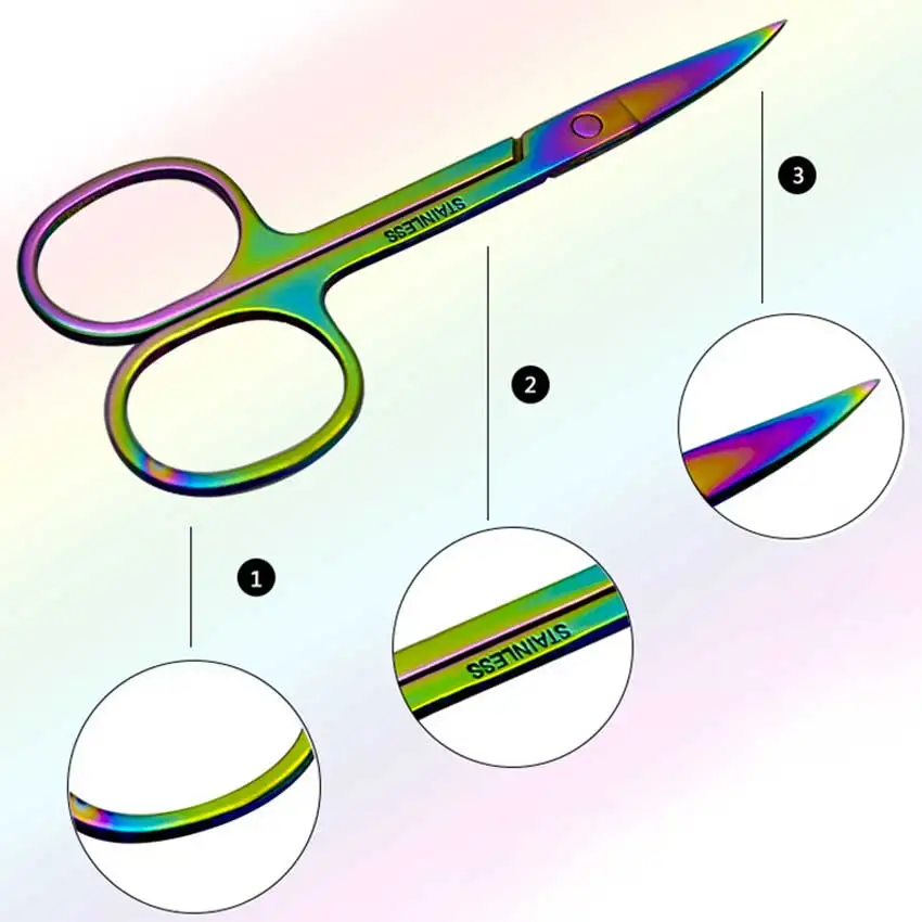 1 шт. Радуга Хамелеон нержавеющая сталь Ножницы для бровей сдвига лица удаления волос Красота Макияж инструмент интимные аксессуары
