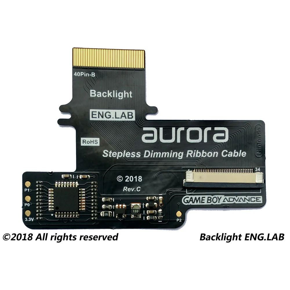 LCD Backlight Kits for GBA Backlight Screen AGS-101 LCD (White ribbon ...