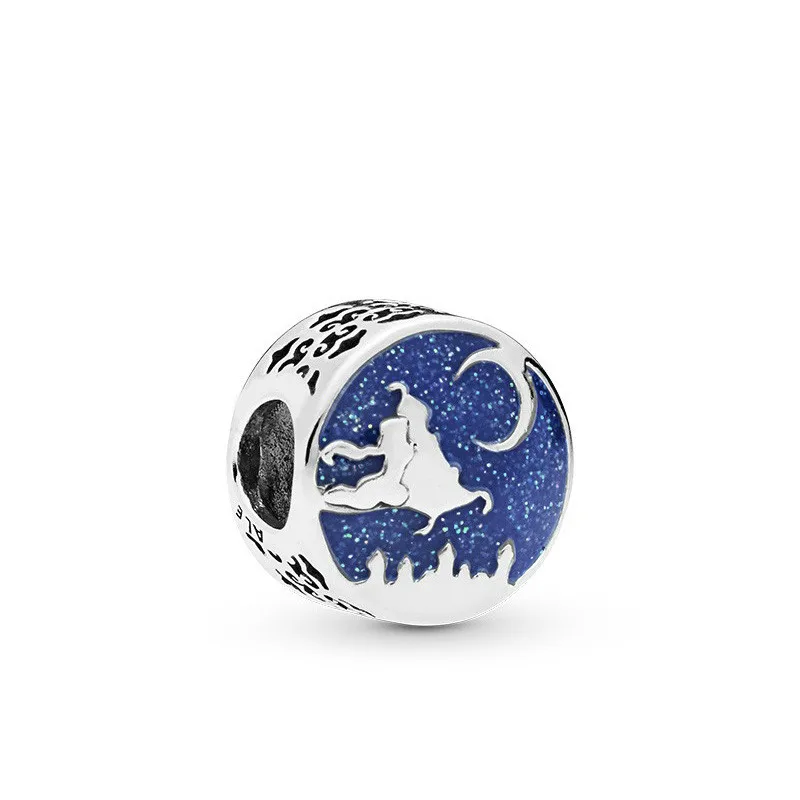 5PCS-Htevak-Original-Silver-Charm-Blue-Enamel-Magic-Flying-Carpet-Moon-Magician-Round-Bead-Fit-Pandora