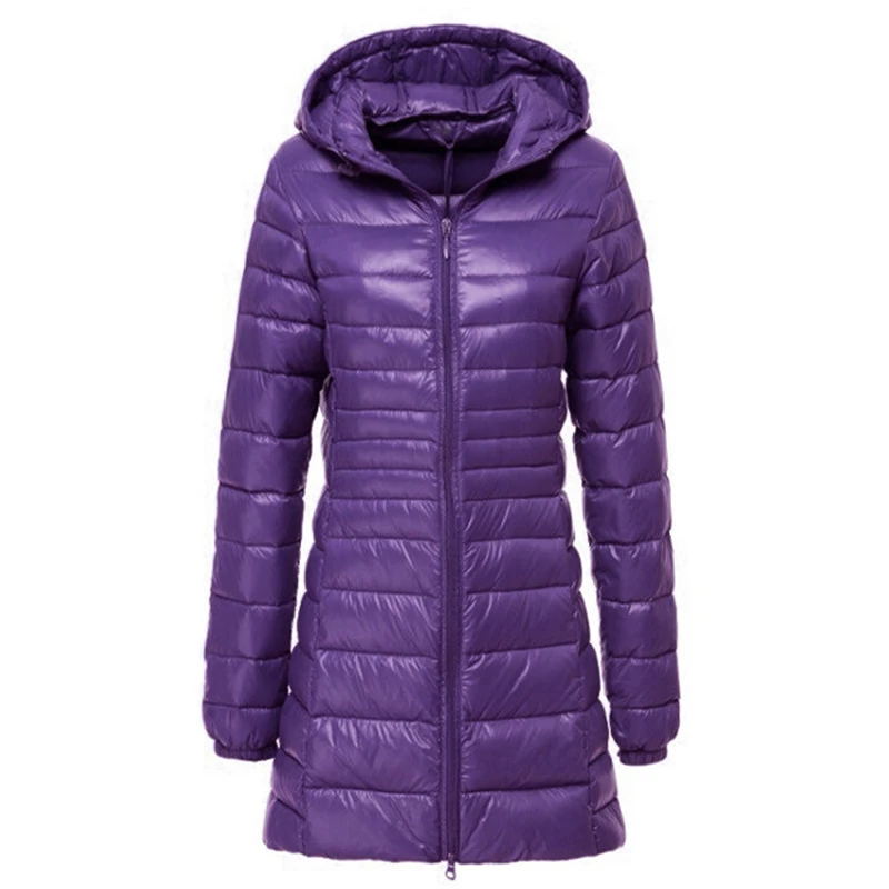  Ultra light Down Jacket Women Autumn Winter White Duck Down Jacket Casual Long Hooded Coat Plus Siz