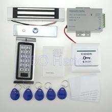 Envío gratis completo de control de acceso de mercancías modelo K2 + fuente de alimentación + cerradura magnética electrónica + botón exit + timbre de la puerta + clave fobs + tarjetas