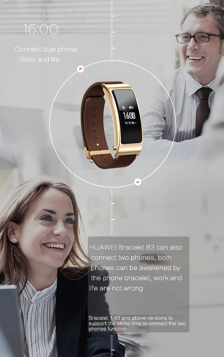 huawei TalkBand B3 Talk Band Bluetooth умный Браслет носимые спортивные браслеты совместимые смарт-устройства мобильного телефона