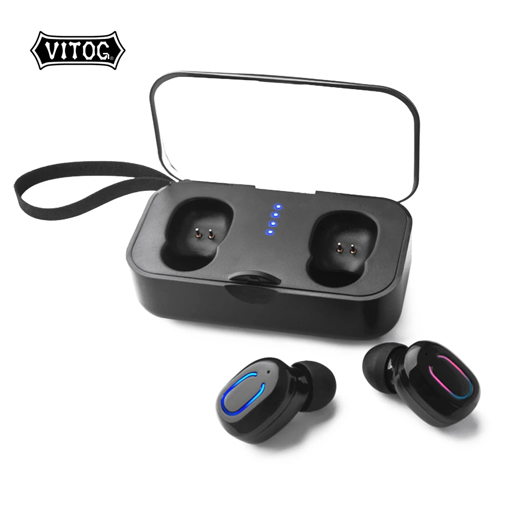 

VITOG Ti8s Bluetooth 5.0 Earphones TWS Wireless Waterproof Stereo Earphone Sports Earbuds with Mic Charging Box Iphone Android