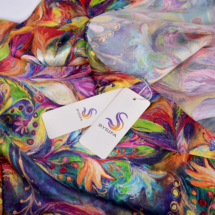 Wholesale oTky6 [BYSIFA] New Luxury Pure Silk Scarf Shawl Women Spring Autumn Long Scarves Ladies Brand 100% Silk Neck Scarf Foulard 175*52cm