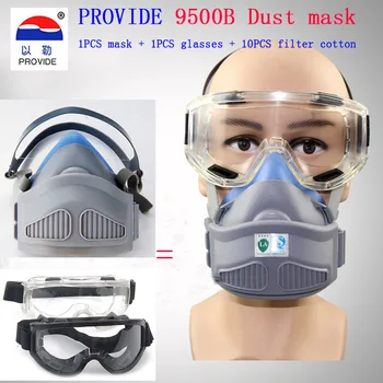 

PROVIDE dust mask + Goggles high quality respirator dust mask With 10 filter cotton dust smoke dust respirator