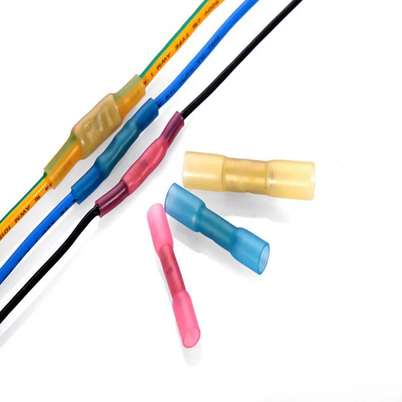 

100PCS Inside Heat Shrink Butt Crimp Terminals Mixed Hot Melt Glue Insulated Electrical Wire intermediate Connectors