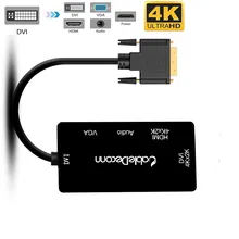 DVI Male to DVI HDMI 4K VGA Audio Female Converter DVI to HDMI Cable 4-in-1 Multiport adapter for HDTV Monitor Computer 2 in 1 hdmi male to dvi female hdmi female to dvi male adapter black golden