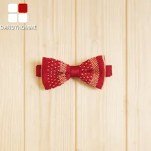 DANDY HOMME High Quality 2015 Men Wedding Groom Business Formal Suits Bow Ties Red Small Floral Printed Gentleman Christmas