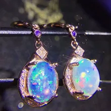 Натуральный опал Висячие серьги настоящий натуральный опал Серебро 925 пробы 1.7ct* 2шт драгоценный камень ювелирные украшения# J19011004