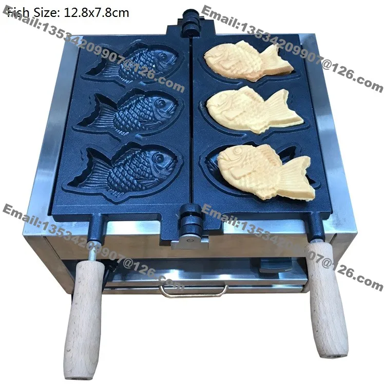 

Free Shipping Commercial Use Non-stick 110v 220v Electric 3pcs Japanese Fish Waffle Taiyaki Machine Maker Baker Iron Mold Plate