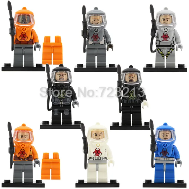 Best Offers Single Sale PG8081 Fire-fighting Anti-Chemical Clothers Figure Human Zombie Movie Game Building Blocks Bricks Model Kits Toys