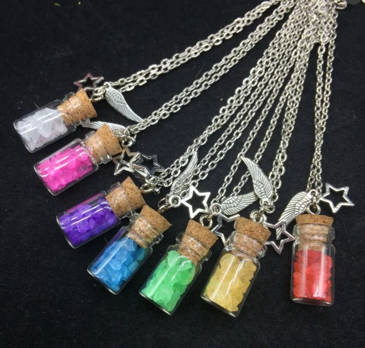 1 tapón mar Arena de vidrio de estrella de la suerte botellas de de vidrio frascos de hecho a mano de la joyería de collar contenedor colgante jeewlry|glass vials