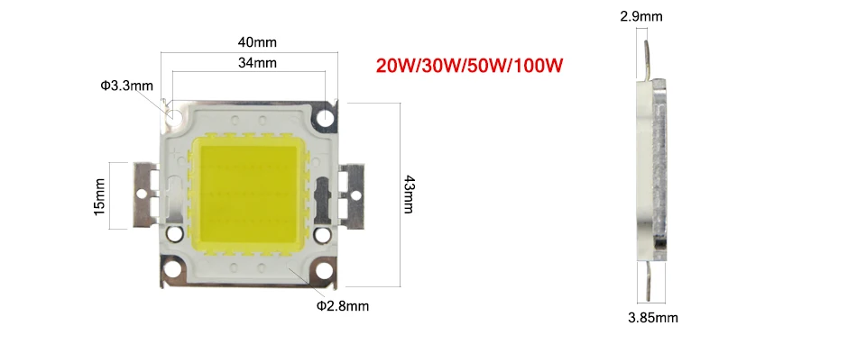 1 шт. светодиодный чип 10 Вт 20 Вт 30 Вт 50 Вт 100 Вт высокой мощности COB светодиодный светильник интегрированный чип для DIY прожекторная софитная лампа наружная