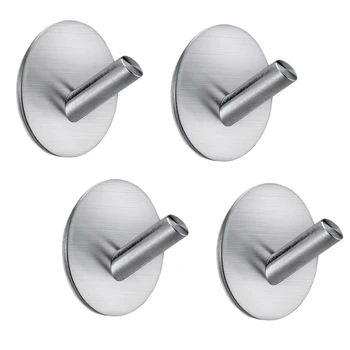 

4 Packs Adhesive Hooks Wall Hooks Hanger Bathroom Office Hooks For Hanging Kitchen Bathroom Home Stick On Wall Stainless