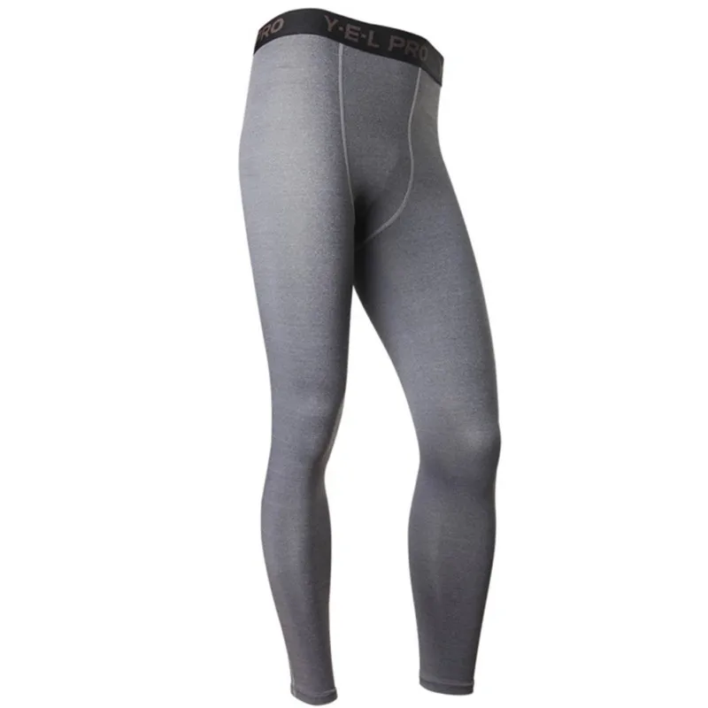 Мужские тренировочные базовые слои кожи Спортивные Компрессионные колготки спортивные штаны для бега - Цвет: Серый
