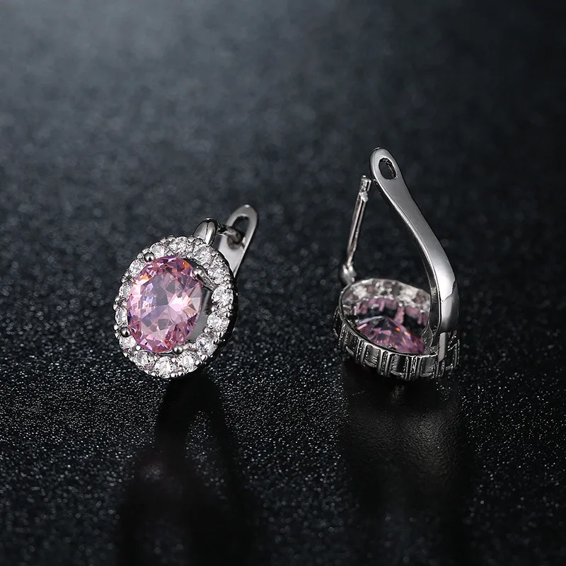 Bilincolor модные маленькие круглые розовые серьги с кубическим цирконием в английском стиле для женщин